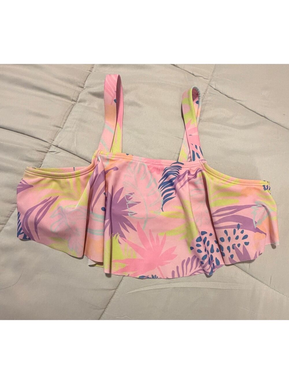 Wonder Nation Girls XL (14-16) Floral Print Ruffle Bikini Top